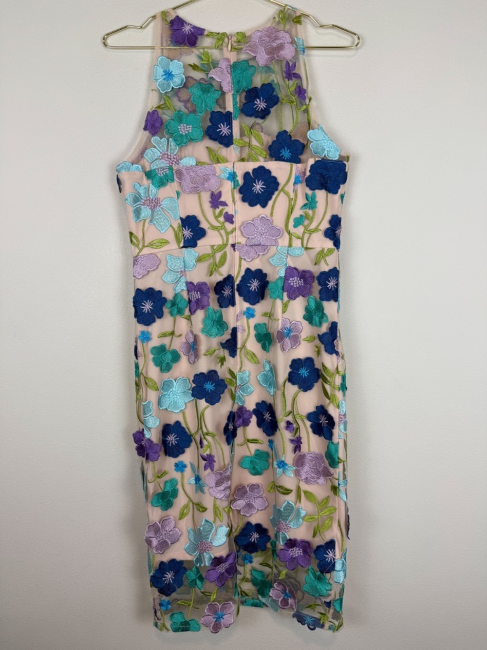 Adrianna Papell Floral Embroidered Applique Column Midi Dress Pink Size 4 - Picture 10 of 14